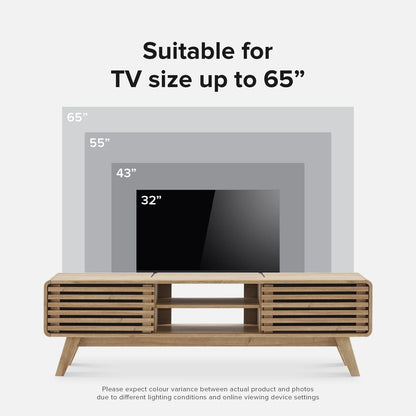 Ensley 59" Low Mid-Century Modern TV Stand Console for TV under 70", Oak