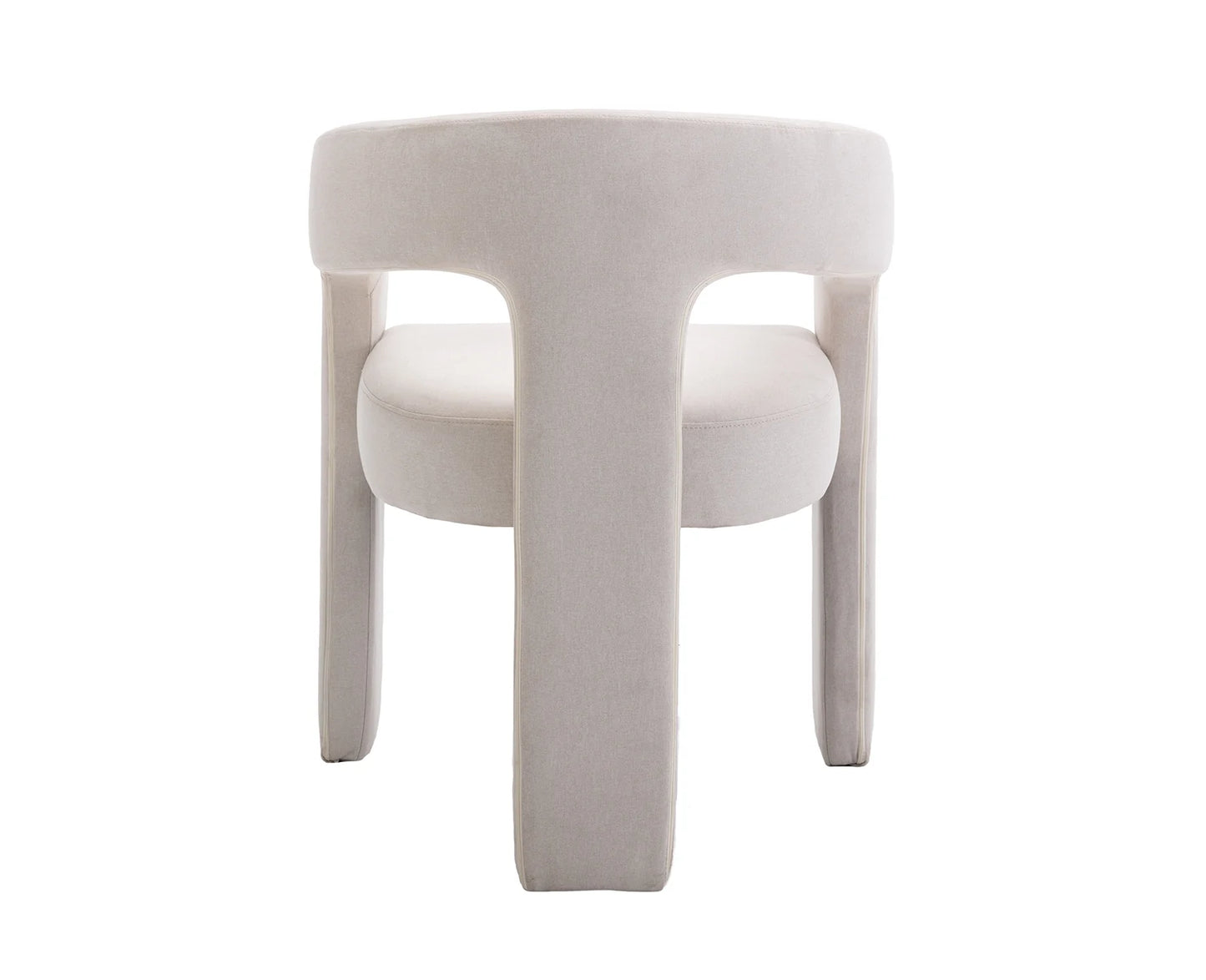 Modern Linen Upholstered Dining Chair, Cute Barrel Side Armchair Kitchen Chair with Armrests and Back for Living Room Dining Room Bedroom, Ivory