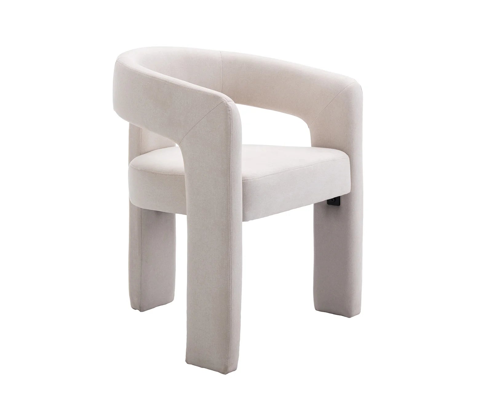 Modern Linen Upholstered Dining Chair, Cute Barrel Side Armchair Kitchen Chair with Armrests and Back for Living Room Dining Room Bedroom, Ivory