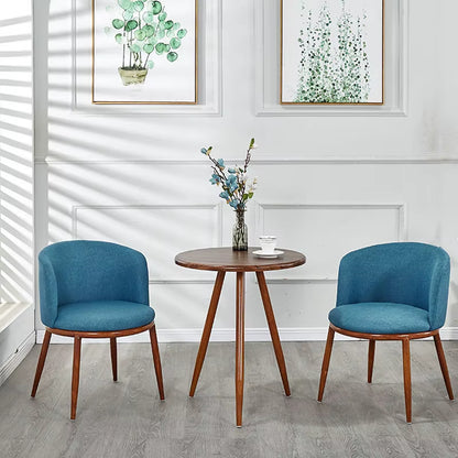 Dining Room Chairs Nordic Style Dining Table with Chairs Set Furniture Cotton Linen Solid Wood Hotel Kitchen Restaurant Stool