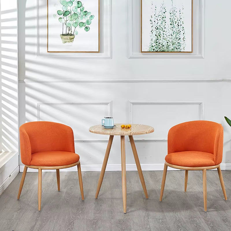 Dining Room Chairs Nordic Style Dining Table with Chairs Set Furniture Cotton Linen Solid Wood Hotel Kitchen Restaurant Stool