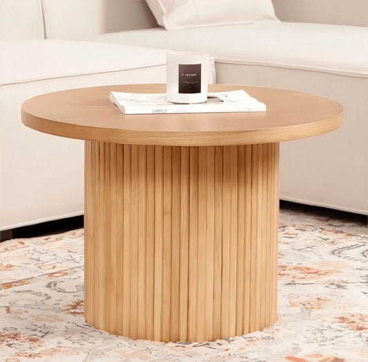 Mesa De Centro Redonda Estilo Farmhouse Con Pedestal, Mesa De Centro De Madera Maciza, Mesa Decorativa Moderna, Mesa Central Rústica Para Sala De Estar