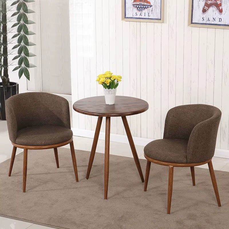 Dining Room Chairs Nordic Style Dining Table with Chairs Set Furniture Cotton Linen Solid Wood Hotel Kitchen Restaurant Stool