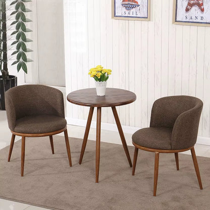 Dining Room Chairs Nordic Style Dining Table with Chairs Set Furniture Cotton Linen Solid Wood Hotel Kitchen Restaurant Stool