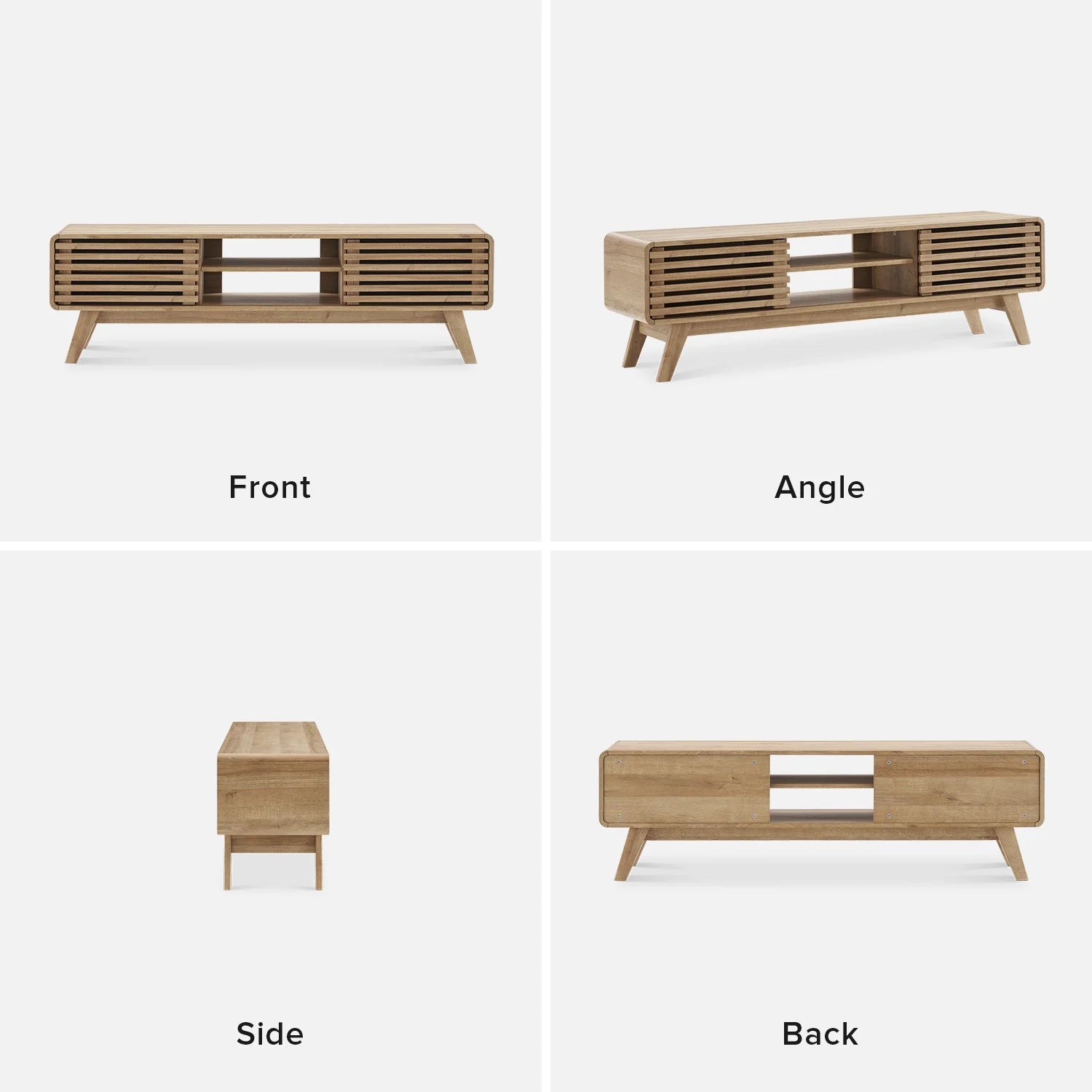 Ensley 59" Low Mid-Century Modern TV Stand Console for TV under 70", Oak