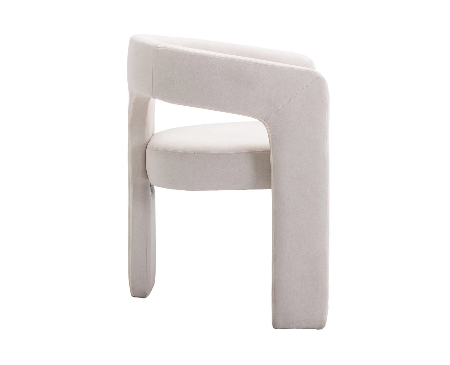 Modern Linen Upholstered Dining Chair, Cute Barrel Side Armchair Kitchen Chair with Armrests and Back for Living Room Dining Room Bedroom, Ivory