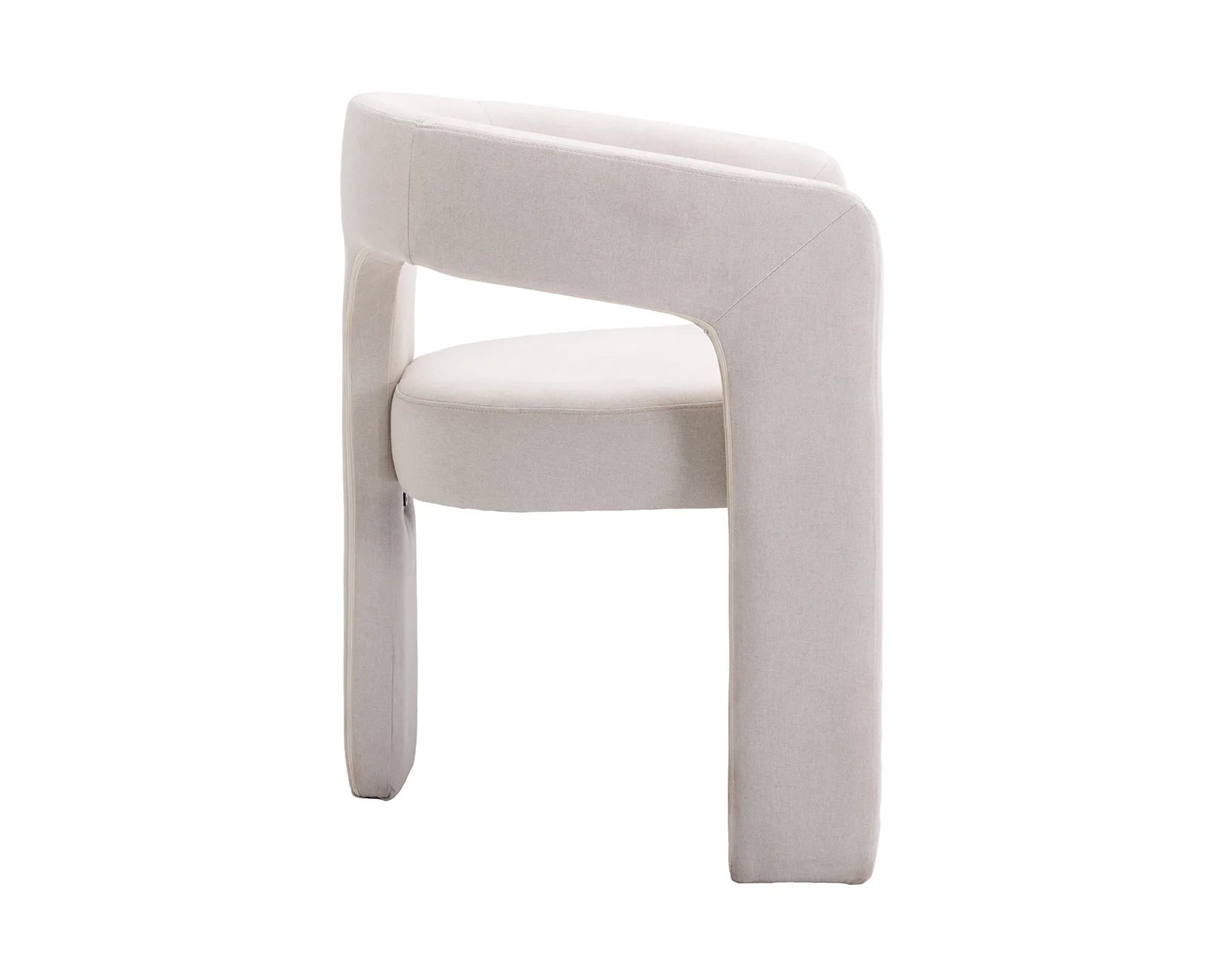 Modern Linen Upholstered Dining Chair, Cute Barrel Side Armchair Kitchen Chair with Armrests and Back for Living Room Dining Room Bedroom, Ivory
