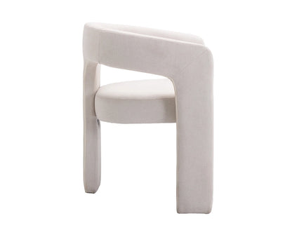 Modern Linen Upholstered Dining Chair, Cute Barrel Side Armchair Kitchen Chair with Armrests and Back for Living Room Dining Room Bedroom, Ivory